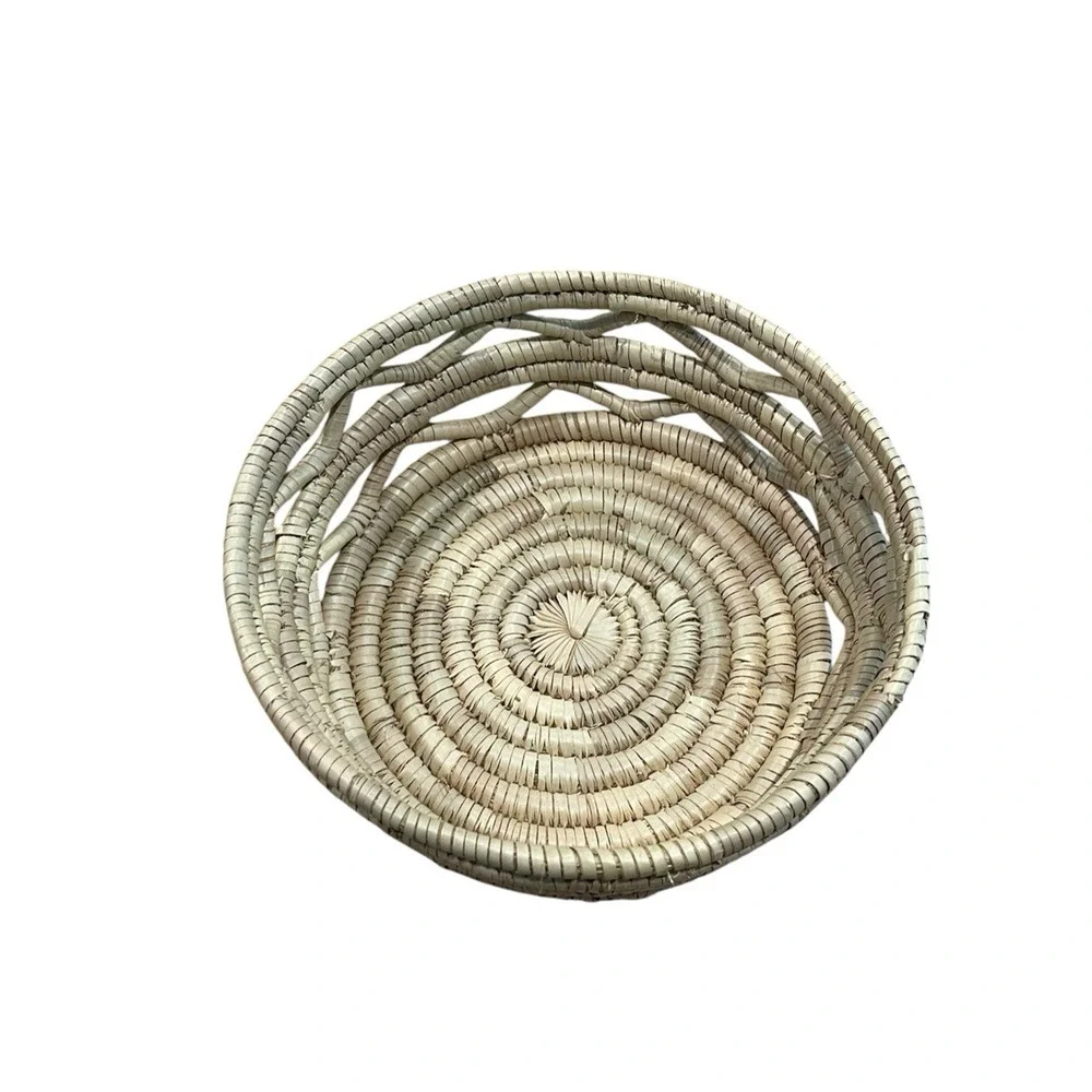 Seagrass Decorative Basket Woven Rattan Round Boho Storage Shelf Decor Console